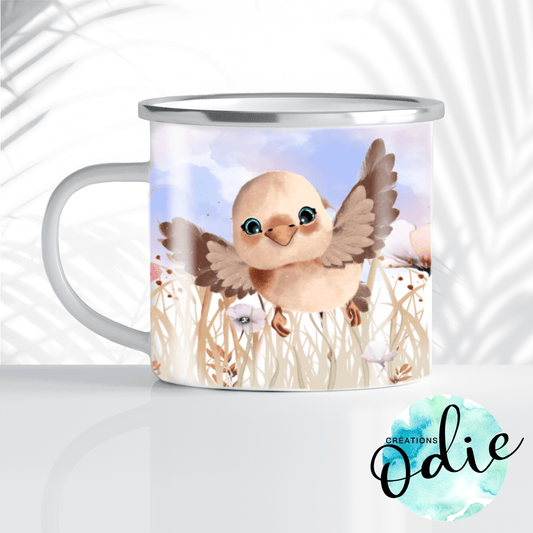 Tasse en acier émaillé - Oiseaux et les fleurs - Tasse - Créations Odie