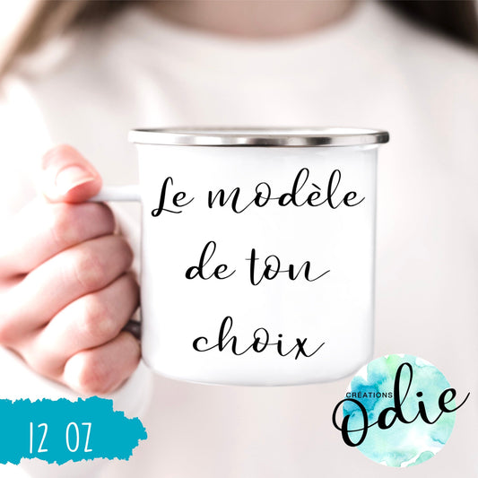 Tasse en acier émaillé - Le modèle de ton choix - Verre isotherme - Créations Odie